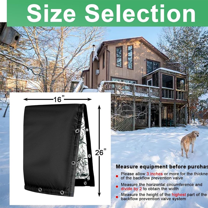 Adamoss Backflow Preventer Insulated Cover (5F) 6-Layer Fabric Pipe Insulation Cover, 16" W x 26" H, Freeze Protection, UV Coated,Water Well Pump Covers and Sprinkler Valve Covers Winter Freeze Protection - Image 4